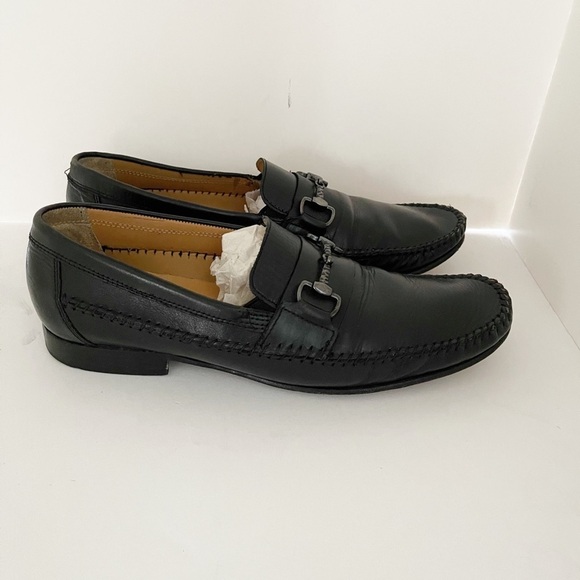 Giorgio Brutini Men black leather slip on loafers